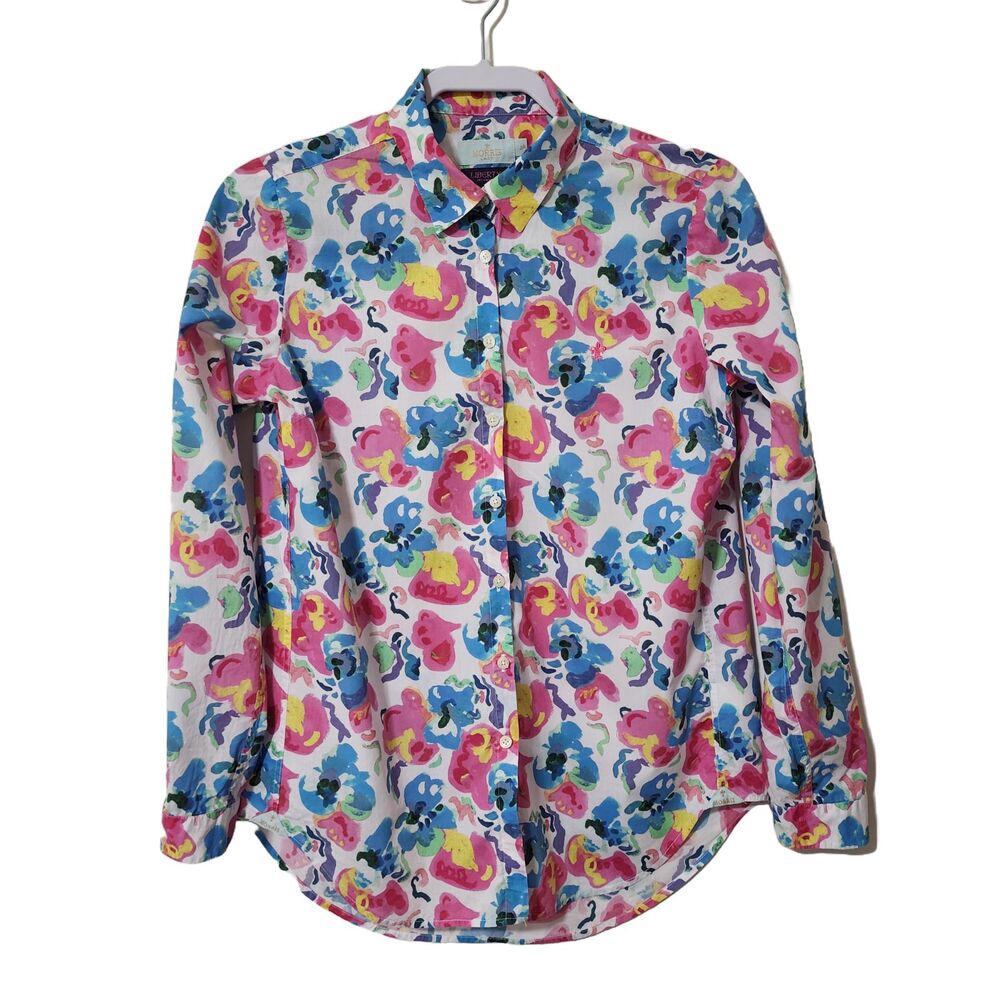 Morris Lady Liberty Art Fabrics Button-Up Shirt Colorful Cotton Size 38 US 8/10